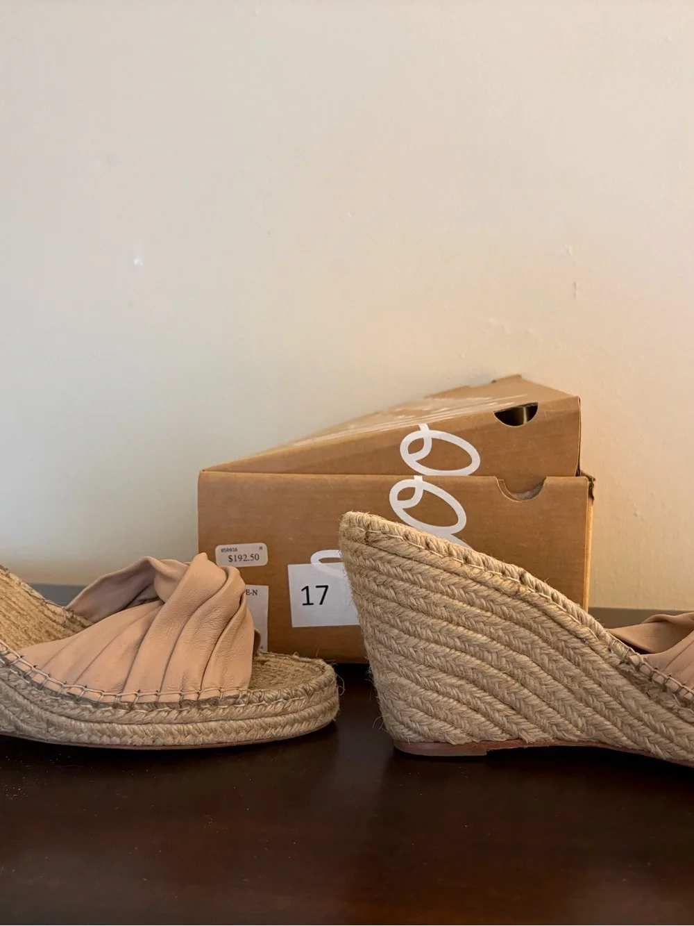 loeffler Randall 4 inch Wedge Espadrille Slide Peep Toe Sandals in Blush